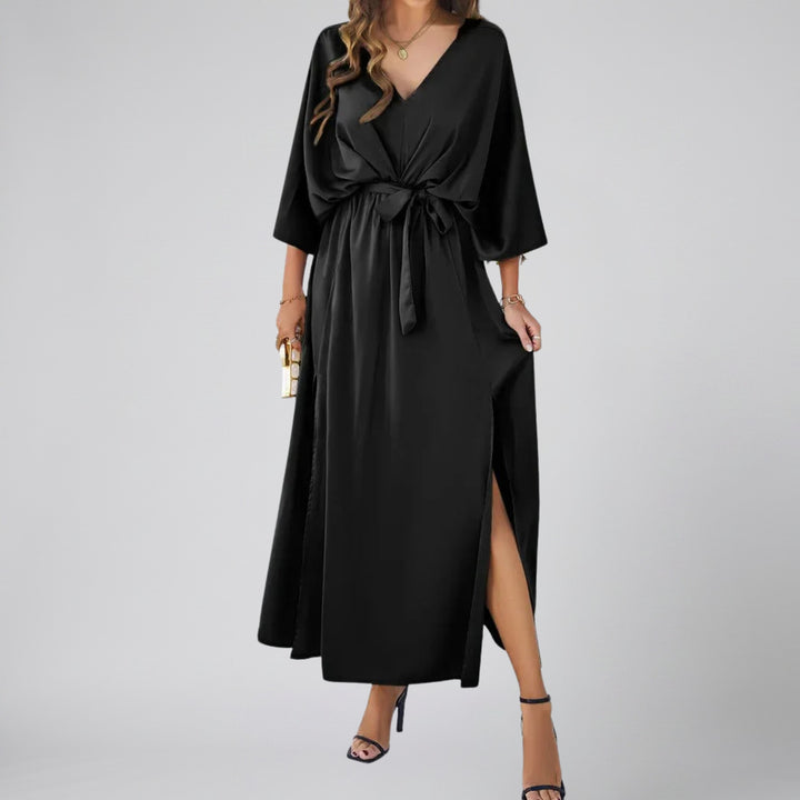 Women's Maxi Dress – V-Neck Belted Occasion Style