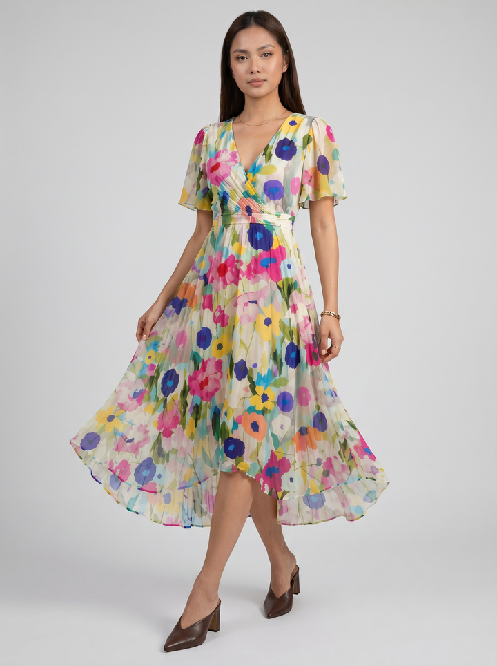 Women's V-Neck Summer Dress – Flowing Silhouette