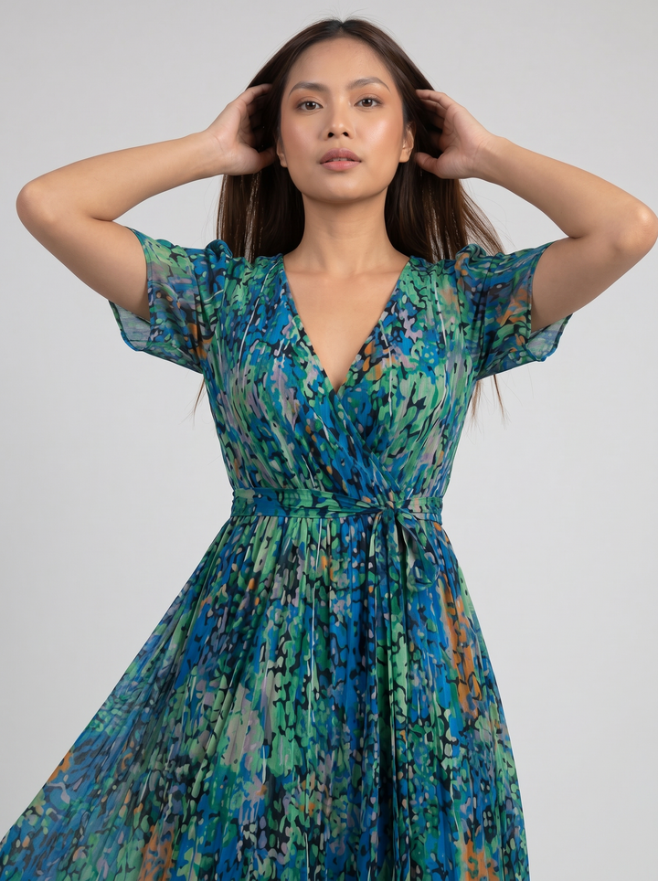 Women's V-Neck Summer Dress – Flowing Silhouette
