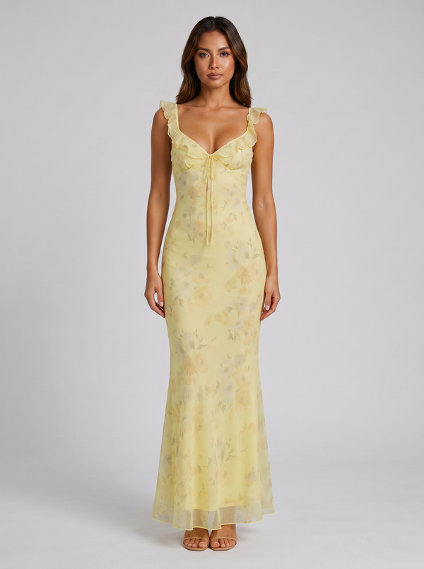 Women's Floral V-Neck Maxi Dress – Floaty Summer Style
