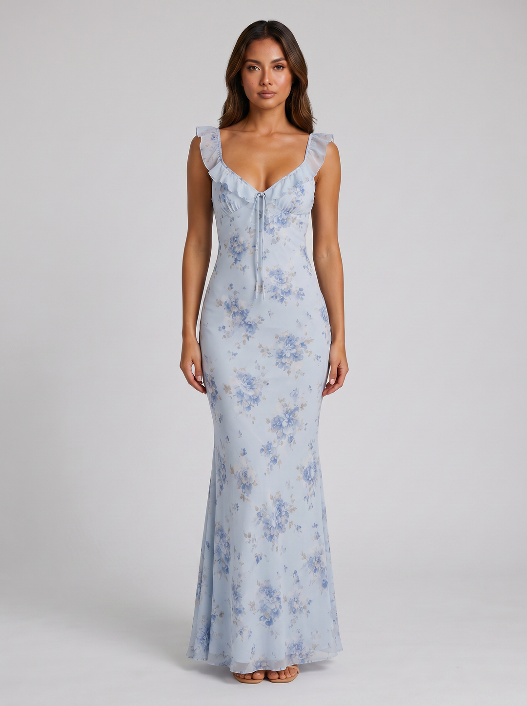 Women's Floral V-Neck Maxi Dress – Floaty Summer Style