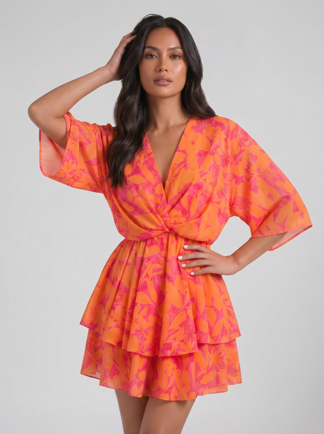 Women's Mini Dress – Floral V-Neck Summer Style