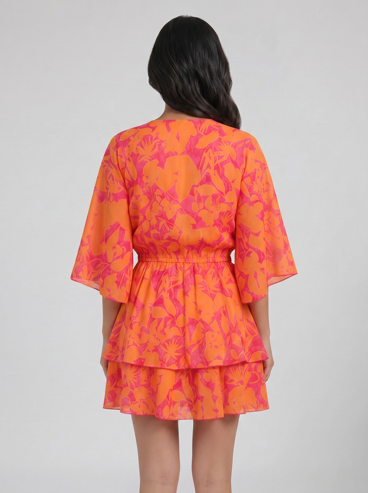 Women's Mini Dress – Floral V-Neck Summer Style