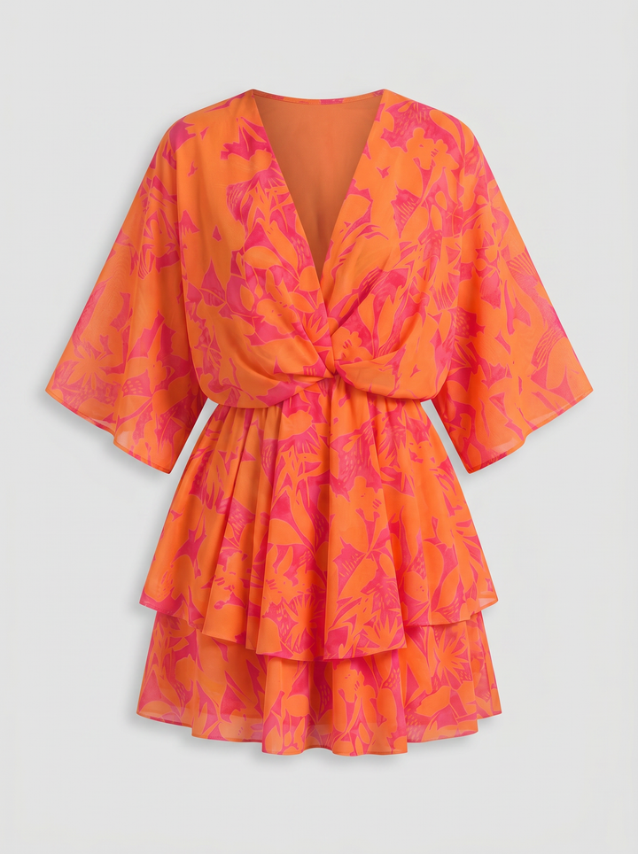 Women's Mini Dress – Floral V-Neck Summer Style