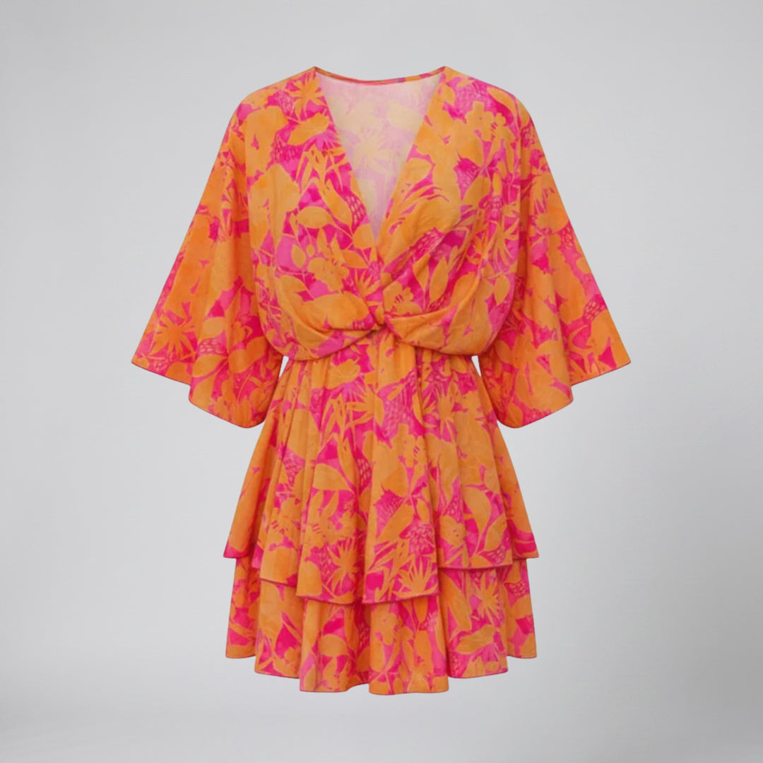 Women's Mini Dress, Floral V-Neck Summer Style
