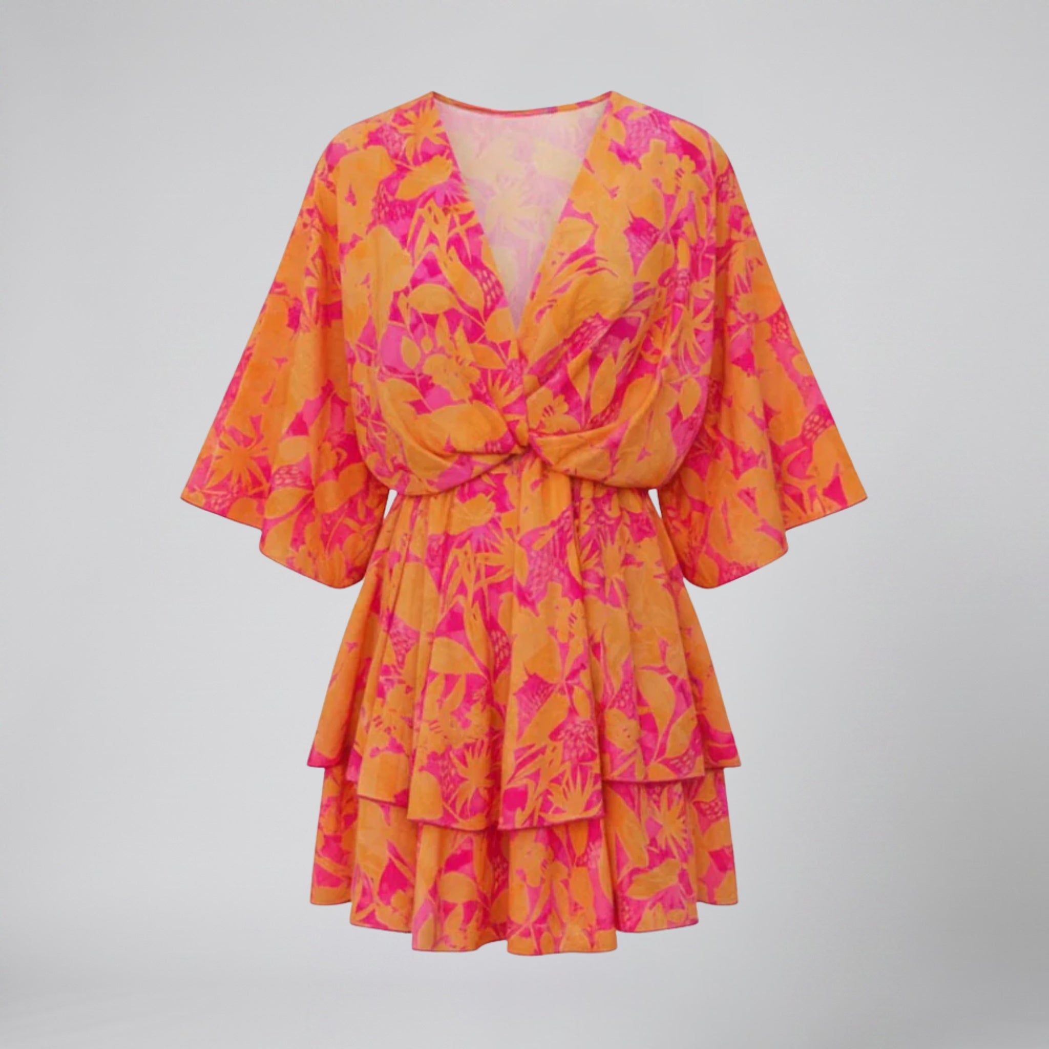 Women’s V-Neck Floral Print Mini Dress | Celestiella