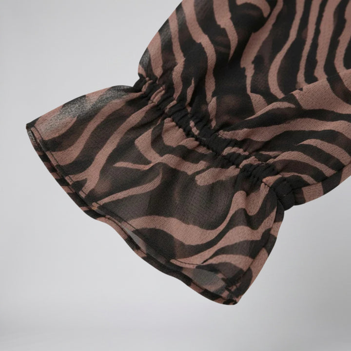 Women's Midi Dress – V-Neck Print Chiffon Wrap