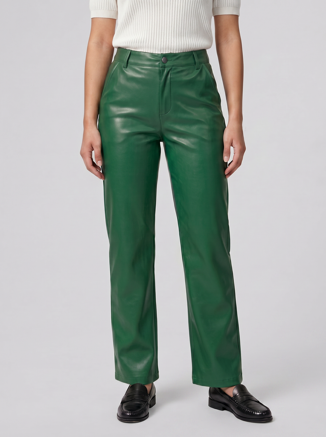Women's Leather Trousers – Straight-Leg High-Waisted Trouser | Celestiella