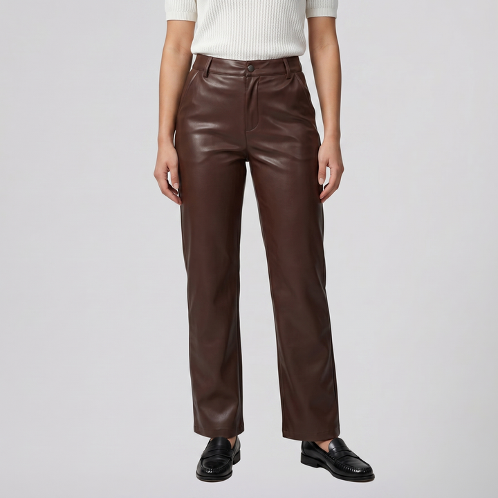 Women’s Straight-Leg Leather Trousers