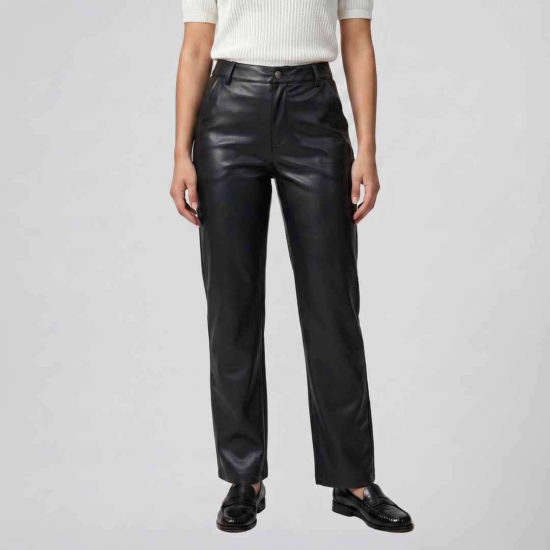 Women’s Straight-Leg Leather Trousers