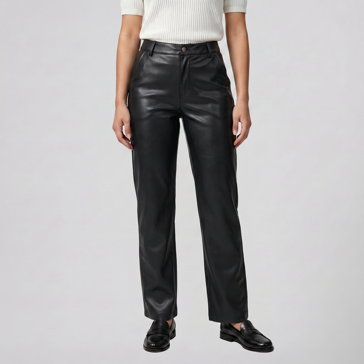 Women’s Straight-Leg Leather Trousers