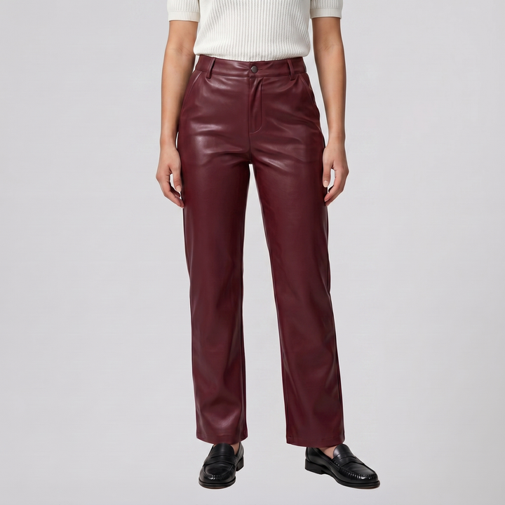 Women’s Straight-Leg Leather Trousers