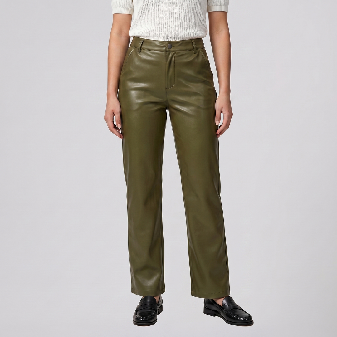Women’s Straight-Leg Leather Trousers