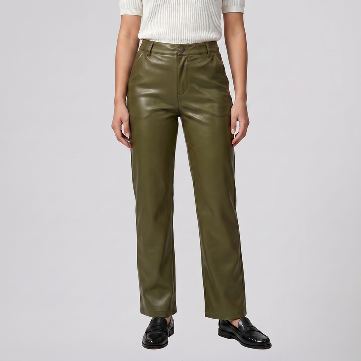 Women’s Straight-Leg Leather Trousers