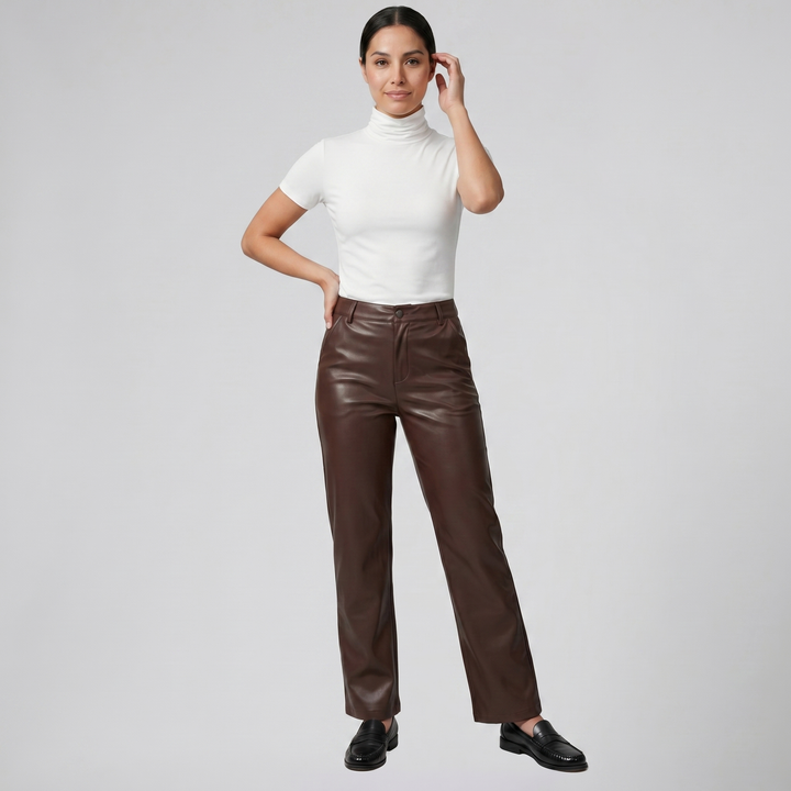 Women’s Straight-Leg Leather Trousers