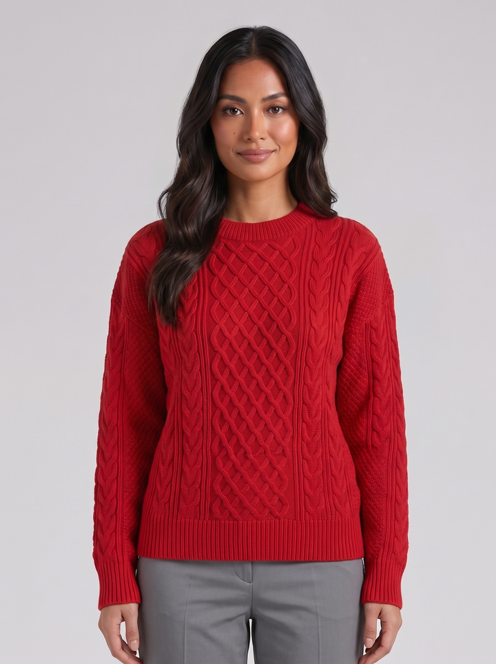 Women's Cardigan – Wool-Blend Cable Knit