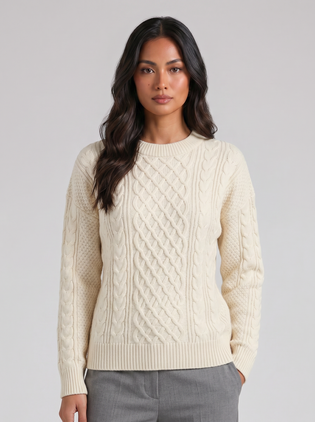 Women's Cardigan – Wool-Blend Cable Knit